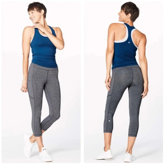 Lululemon Speed Up Crop 21" Heathered Black Size 6 W6AK6S - Picture 1 of 15
